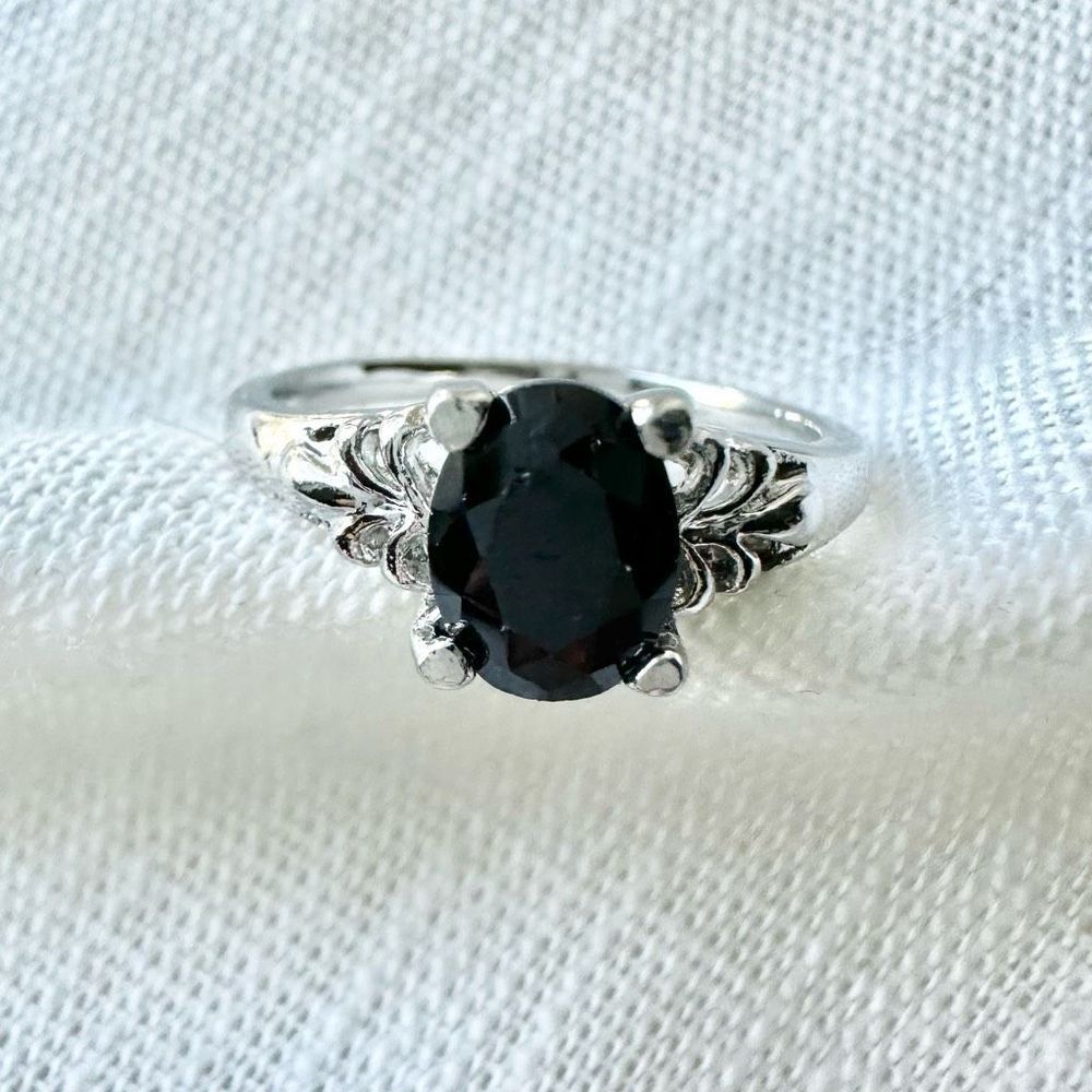 Dark Black cubic zirconia ring